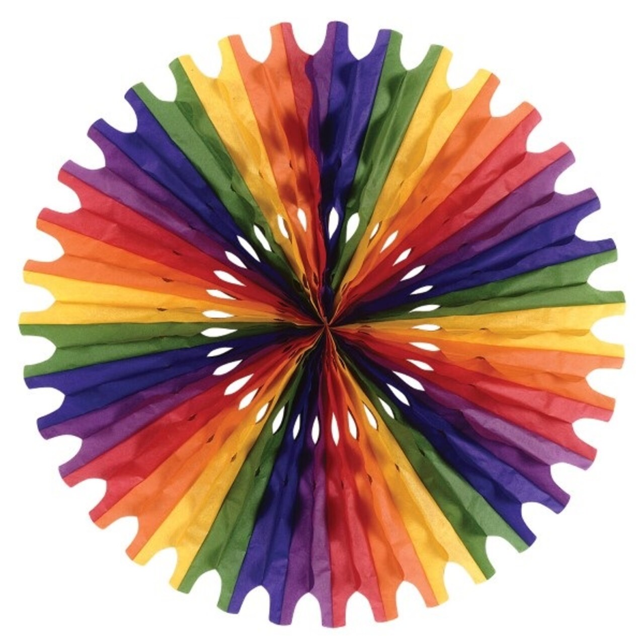Beistle Club Pack of 12 Rainbow Color Tissue Fan Hanging Decorations 25"